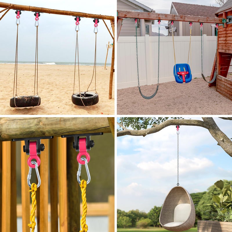 MDAIRC Heavy Duty Swing Hangers for Wooden Sets Playground Porch Indoor Outdoor & Hanging with Snap Hooks (Black and red) - Image 3